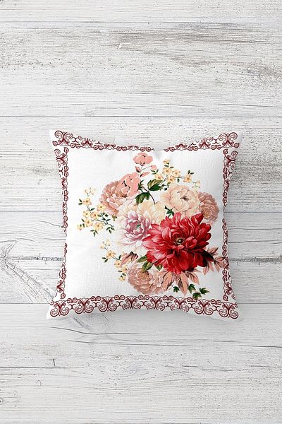 Pelangi Vintage Carnation Bouquet Double Side Printed Hidden Zipper Pillowcase Throw Pillow Seat Pillow Case