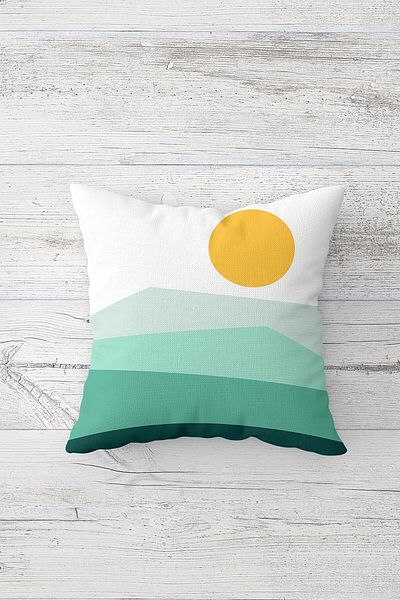 Pelangi Sun Landscape Pattern - Double Side Printed and Hidden Zippered Pillowcase Throw Pillow Seat Pillow Cover