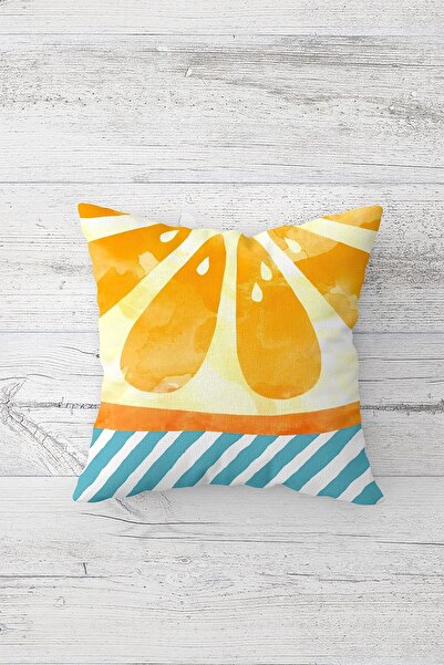 Pelangi غطاء وسادة بسحاب مخفي مطبوع على الوجهين بنمط شريحة الليمون، غطاء وساد...