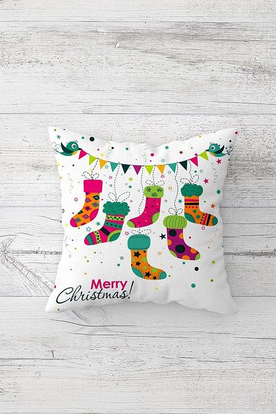 Pelangi Christmas Socks Double Sided Printed Hidden Zippered Pillowcase Throw Pillow Seat Pillowcase