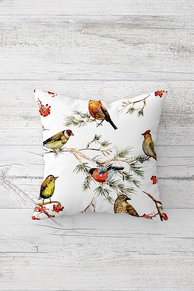 Pelangi Swallow Birds on Branch Double Sided Printed Hidden Zipper Pillow Throw Pillow Seat Pillow Cover