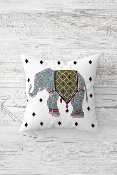 Pelangi Ethnic Pattern Elephant Double Sided Printed Hidden Zippered Pillowcase Throw Pillow Seat Pillowcase