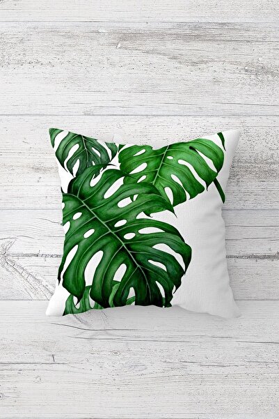 Pelangi غطاء وسادة بسحاب مخفي مطبوع على الوجهين بنمط أوراق الشجر الخضراء، غطا...