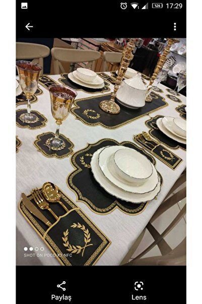 HİFA Американський сервіс і набір бігунів на 8 осіб (25 штук) (чорний-золотий)