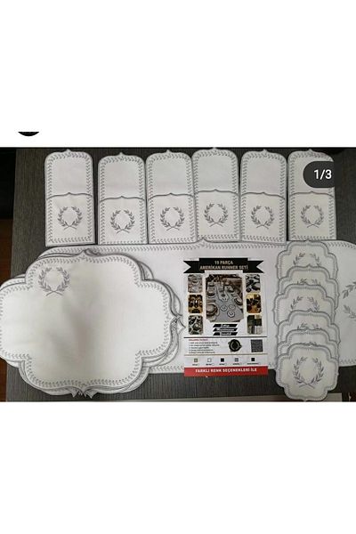 HİFA Set de serviciu și alergător american pentru 8 persoane (25 bucăți) (alb-argintiu)
