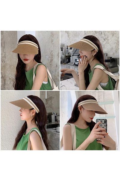 Kardelen Butik Denizli Sunvisor New Fashion Women's Summer Sun Hat (54-58 Cm)