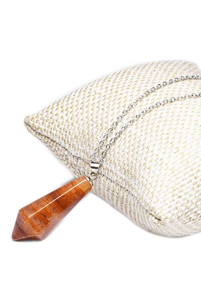 Tesbih Atölyesi Natural Orange Agate Stone Necklace with Certified Silver Settings