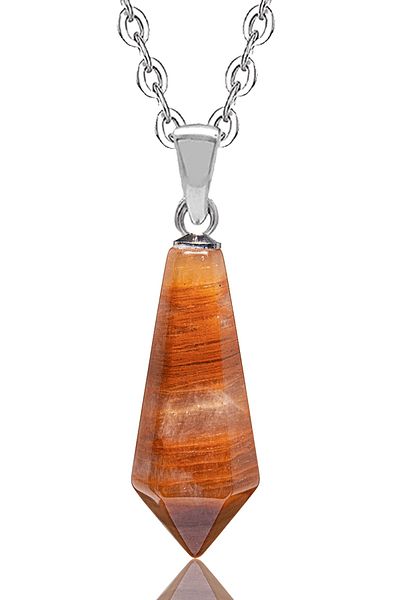 Tesbih Atölyesi Natural Orange Agate Stone Necklace with Certified Silver Settings