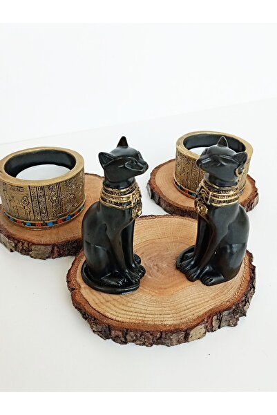 GÖKÇEN HOBİ Mısır Bastet Hiyeroglif Mumluk Set