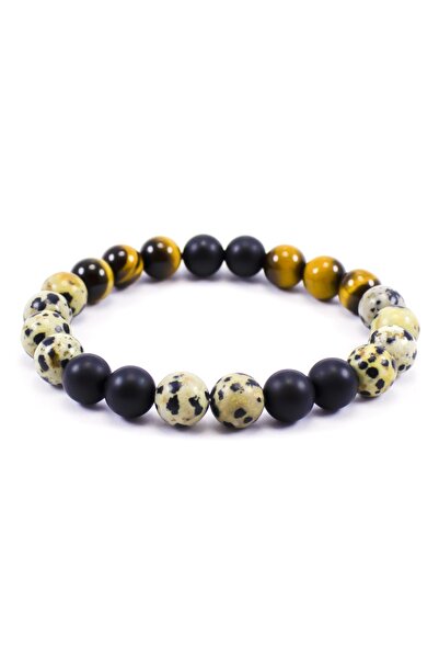 Lalibo سوار من الحجر الطبيعي جاسبر دلماسي - عين النمر - مات أونيكس