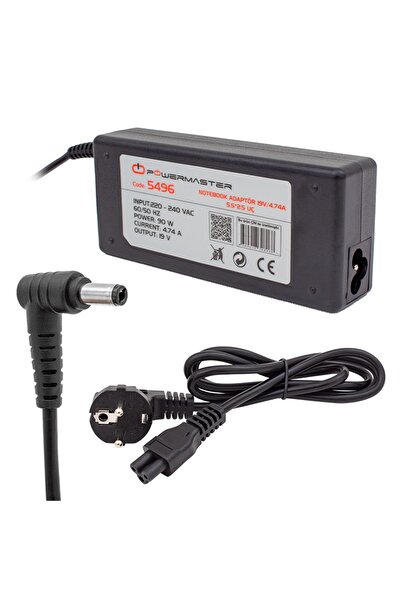 Powermaster Uyumlu PM-5496 19 VOLT - 4.74 AMPER 5.5*2.5 UÇLU TOSHIBA HP NOTEB...
