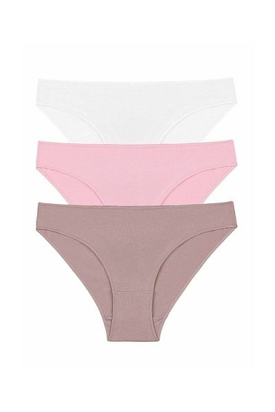 SUWEN Women's Ecru Mink Pink 3 Pack Slip Panties