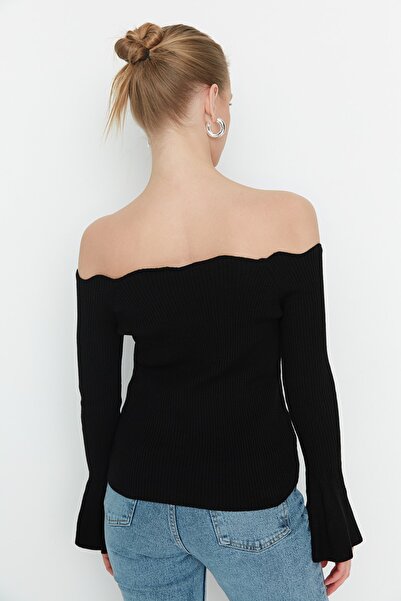 Trendyol Collection Πλεκτό πουλόβερ Carmen Collar Black - TWOAW22KZ2218