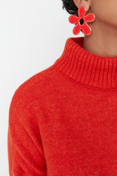 Trendyol Collection Pulover de tricotaj portocaliu cu textura moale - TWOAW23KZ00469