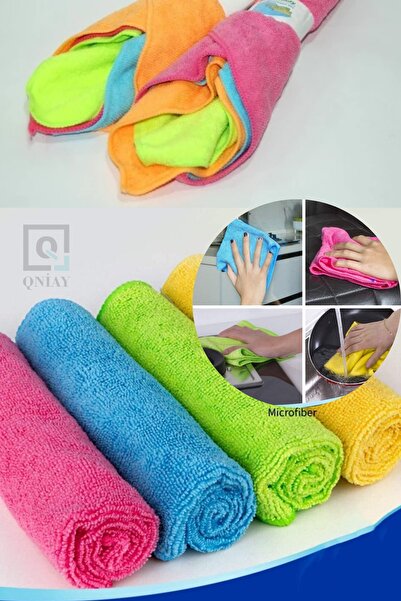 QNİAY Super Absorbent 30x30cm Microfiber Drying and Cleaning Cloth (4pcs) Cam...