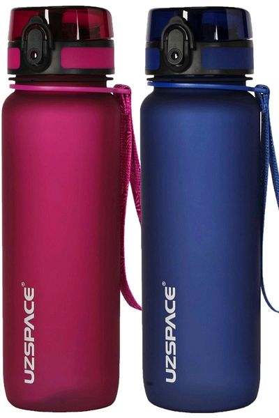 Uzspace Set of 2 800ml -new Size-length 25 cm-tritan Water Bottle Bpa No Odor Leakage