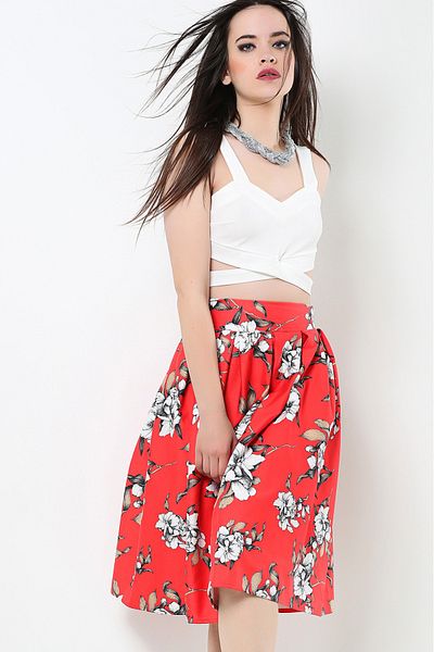 AVORWE Floral Printed Midi Skirt