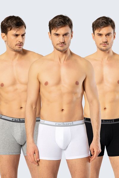 Cacharel Ανδρικά σλιπ μπόξερ 3 συσκευασιών Cotton Lycra Long Long