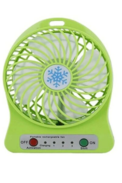 YGT Masaüstü Pili Fan Vantilatör Kademeli Usb Girişli Yeşil