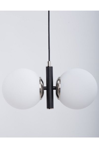 MŞ Aydınlatma Monera Black Nickel Plated White Glass Chandelier