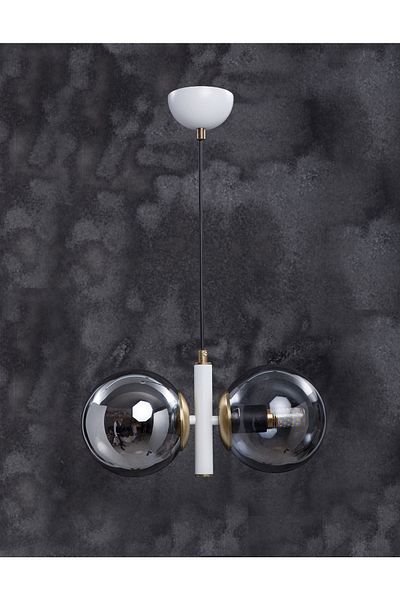 MŞ Aydınlatma Monera White Tumbled Finish Smoked Glass Chandelier