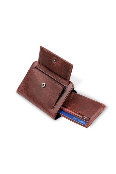 OttoAngelino Otto Angelino Italian Leather Multi-Purpose Zippered Wallet with RFID Protection - Brown