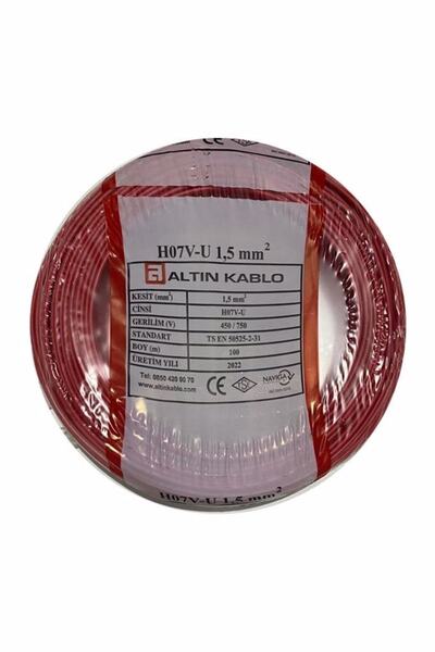 Genel Markalar 1,5 Mm Nya Tek Damarlı Bakır Kablo - 100 Metre Kırmızı