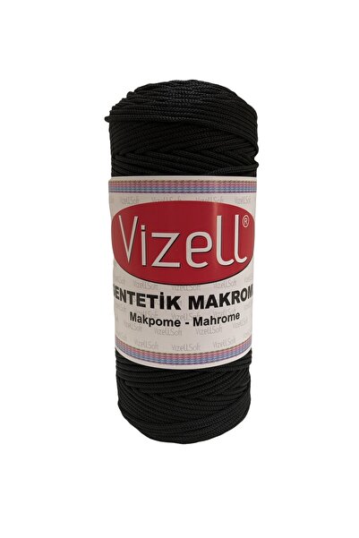 Vizell Polyester Makrome Ipi Supla Ipi Çanta Ipi Bileklik Ipi Polyester Makrome Ip250 gr 4no 2mm Siyah