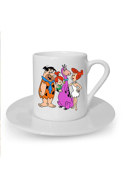 Kumbara Hediyelik Stone Age Printed White Turkish Coffee Cup