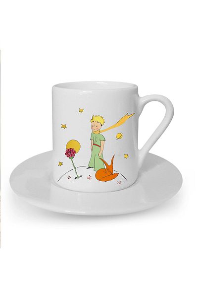 Kumbara Hediyelik Little Prince Printed White Turkish Coffee Cup