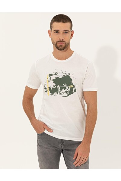 Pierre Cardin Μπλουζάκι Ecru Slim Fit Crew Neck