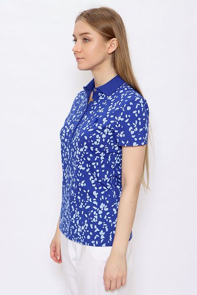 U.S. Polo Assn. Tricou cu nasturi cu gât polo cu model albastru și alb Saks