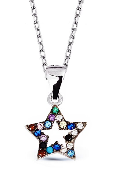 Argentum Concept 925 Ayar Gümüş Renkli Taşlı Yıldız Kolye - N127701