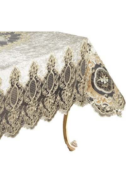 ZELAL Şadyar Heavy French Laced Velvet Tablecloth