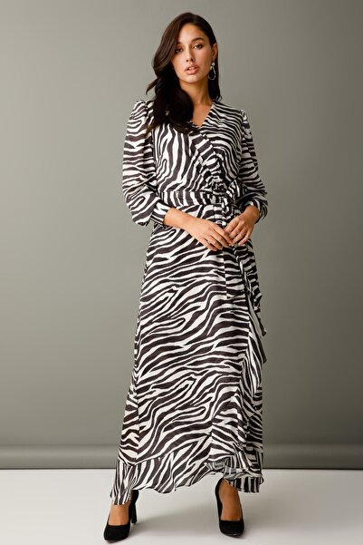 Moda İlgi Сукня з зебраним візерунком Modailgi, чорна