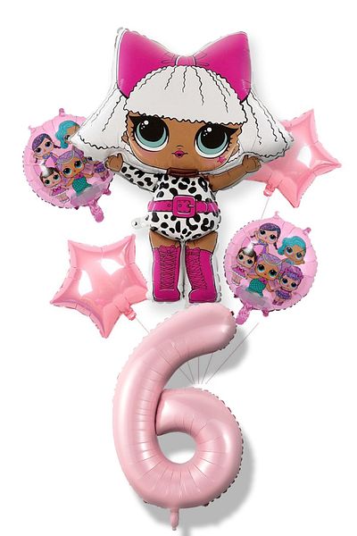 PARTİAVM Licensed Diva Lol Baby Pink Number Balloon Set Lol Surprise Pink Number Balloon