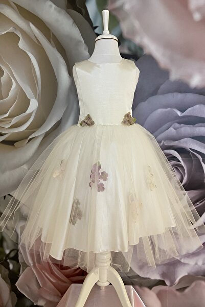 Dide Kids Dide Kız Çocuk Simli Tafta Ve Çiçekli Abiye Elbise