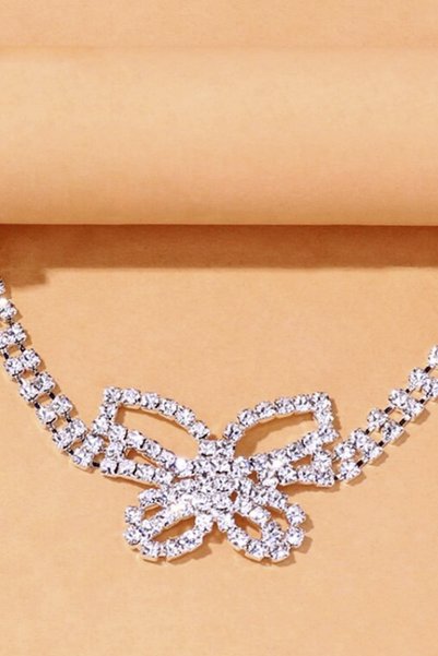 VS ACCESSORY سلسلة ساق على شكل فراشة مرصعة بالأحجار على طراز الحفلات