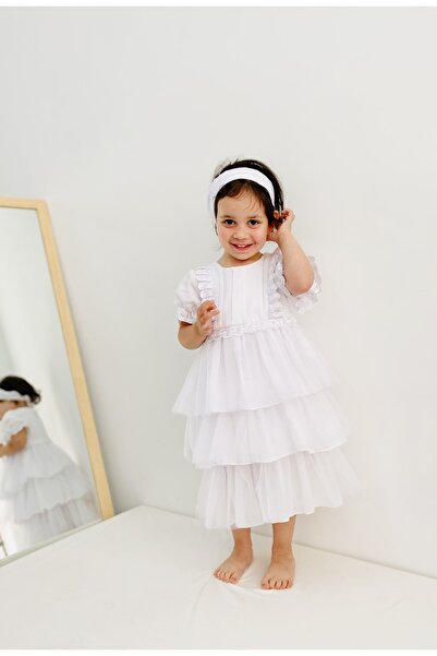 Bebeu %100 Organik Çift Kat Müslin Retro Abiye Tasarım Katlı Elbise