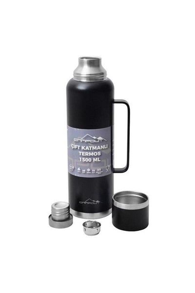 NURGAZ Campout Double Layer Thermos 1500ml Black