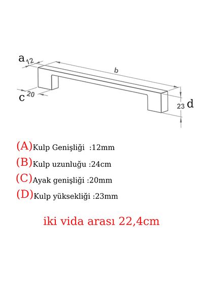 ARON (2 PCS) Sofuoğlu Yakut12mm Handle Chrome Glossy Kitchen Cabinet Door Drawer TV Unit Handle **224mm**