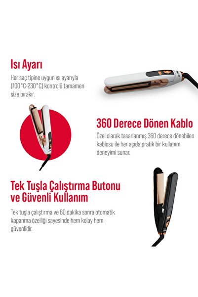 Yui Kb2006 Ceramic Plate Led Display Mini Hair Straightener Styling Tongs