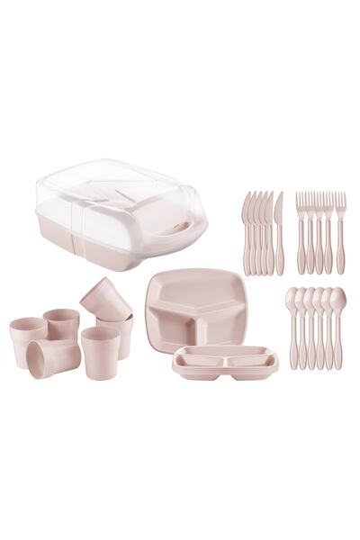 Evahome Art Lillium Piknik Seti - 6 Kisilik - 32 Parca - 4 Farkli Renk Seçene...