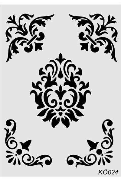 STENCİLTASARIM Stencil Tasarım Kö024 Köşe, Göbek Desen- Dekoratif Duvar, Fayans Ve Eşya Boyama Şablonları 21x30cm