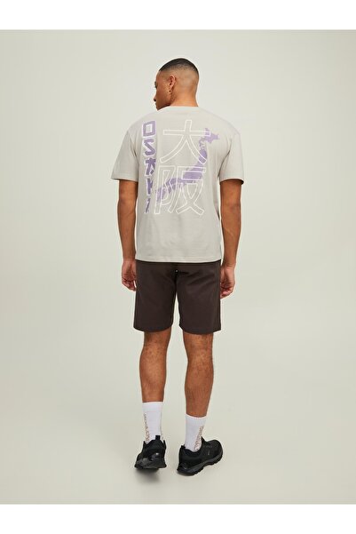 Jack & Jones Ανδρικό μπεζ μπλουζάκι Jack Jones Japan Tee Ss Crew Neck 12210323-06