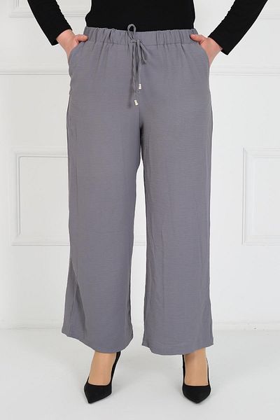 By Alba Collection Women's Gray Ayrobin Elastic Waist Pocket Detail Trousers