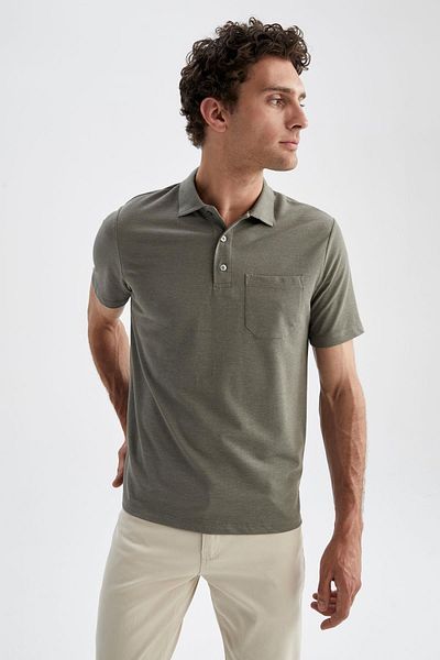 DeFacto Relax Fit Polo Neck Cotton Combed T-Shirt