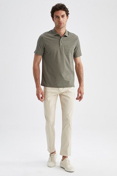 DeFacto Relax Fit Polo Neck Cotton Combed T-Shirt