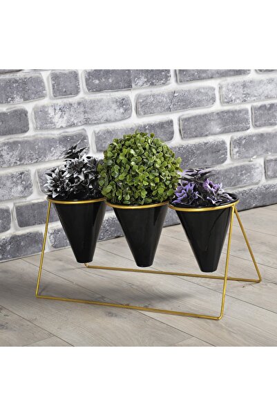 fullreyon Vıpclass 3 Saksılı Metal Çiçek Standı - Saksılar Dahil - Vgs