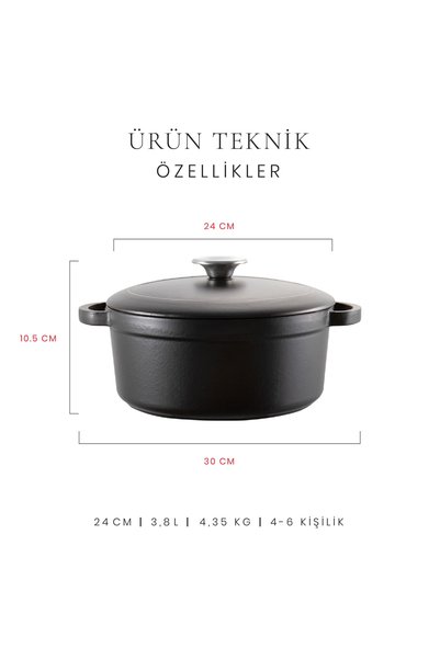 Voeux Kitchenware Voeux Elegance Deep Cast Pot 24 cm Black